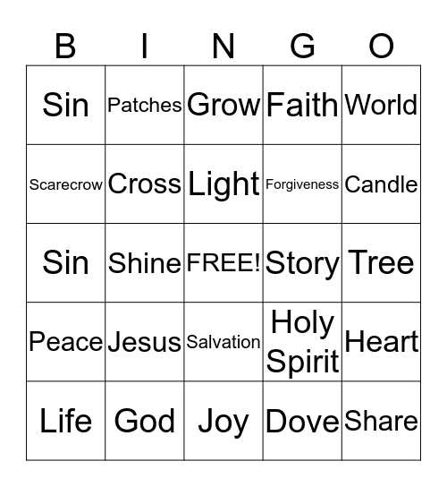 The Salvation Story Bingo Card