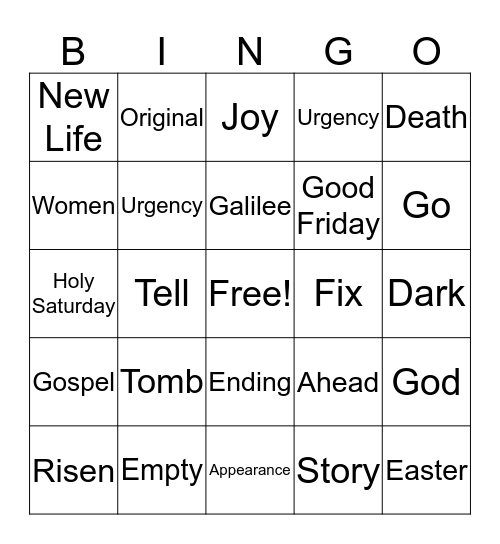 What is YOUR Easter Story? Bingo Card