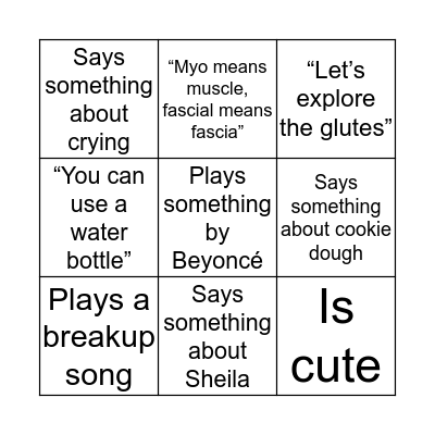 Dr. Fuller Bingo Card