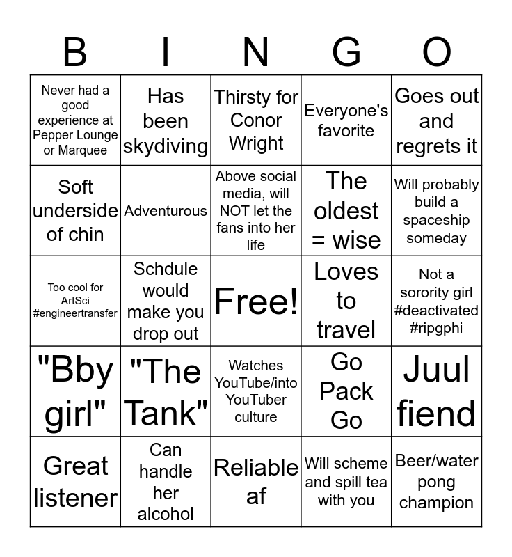 Mandy Bingo Card