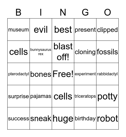 Ricky Ricotta Day 2 Bingo Card