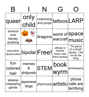 How much do we have in common? Bingo Card