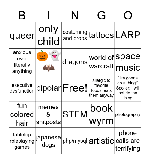 How much do we have in common? Bingo Card