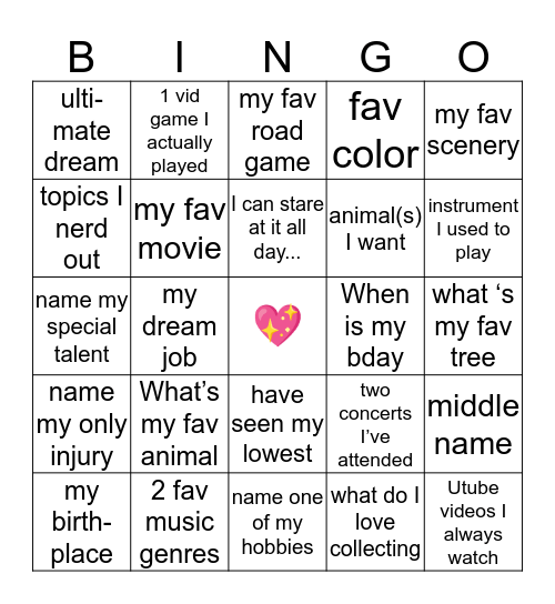 Florisa’s Bingo Card