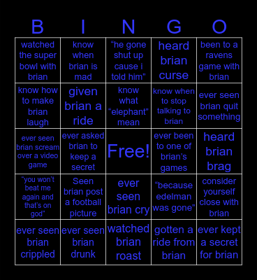 Big B Swervo Bingo Card