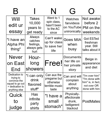 Annabel Bingo Card