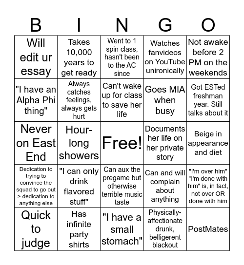 Annabel Bingo Card