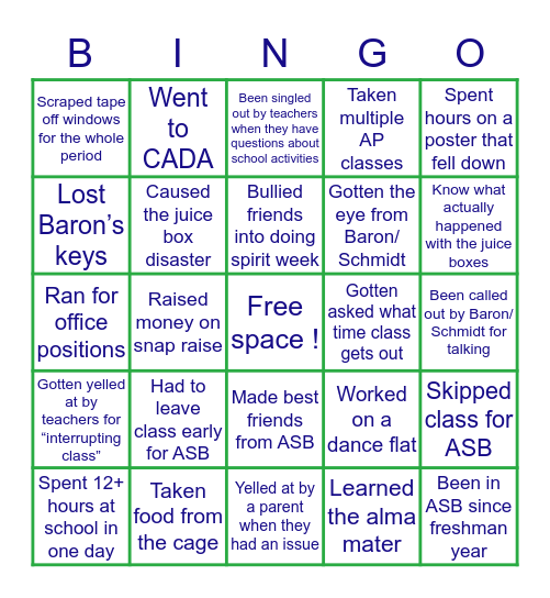 CHS ASB Bingo Card