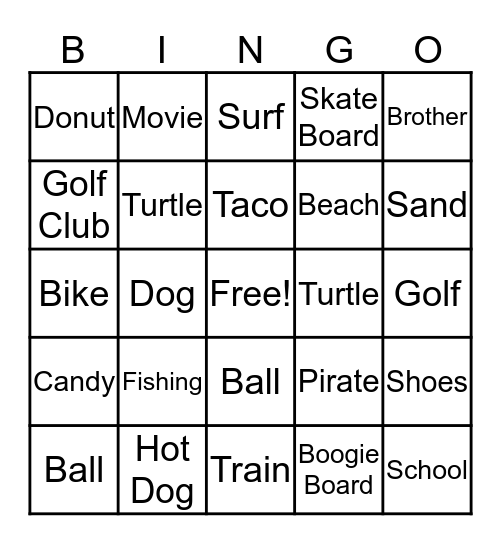 THE BROS Bingo Card