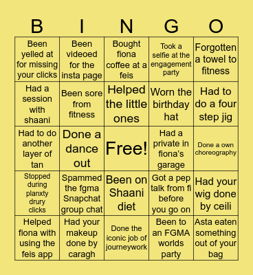 FGMA Bingo Card