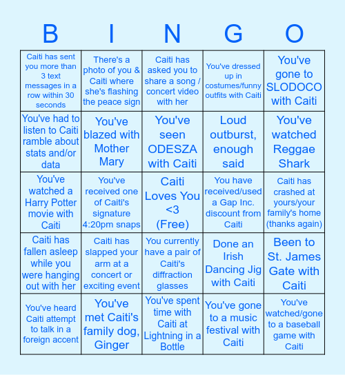 TouchyFeeley Bingo Card