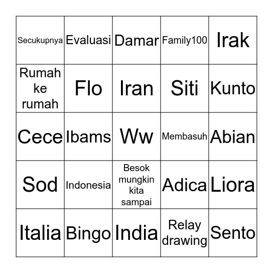 Kelompok 4 uye Bingo Card