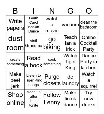 COVID 19 BINGO Card