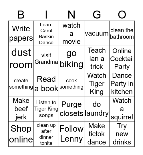 COVID 19 BINGO Card