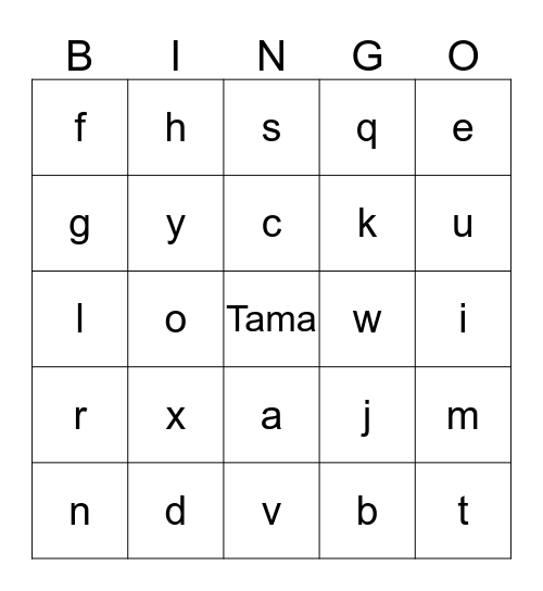 Easter Bingo, Tama Bingo! Bingo Card