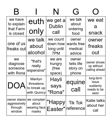 VMC Rona Bingo Round 2 Bingo Card