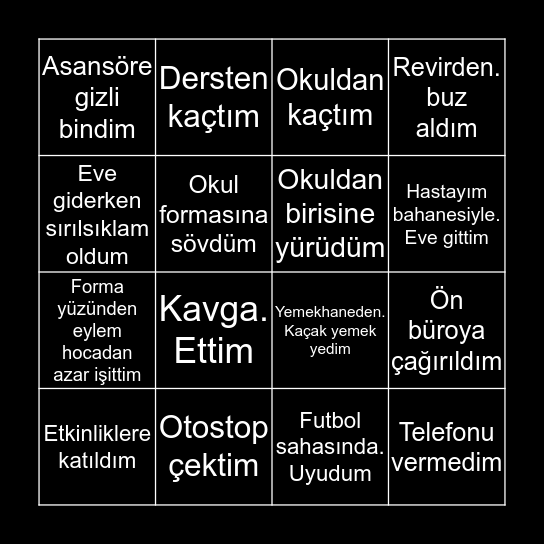 ÇÖZÜM ÖĞRENCİ BİNGOSU Bingo Card