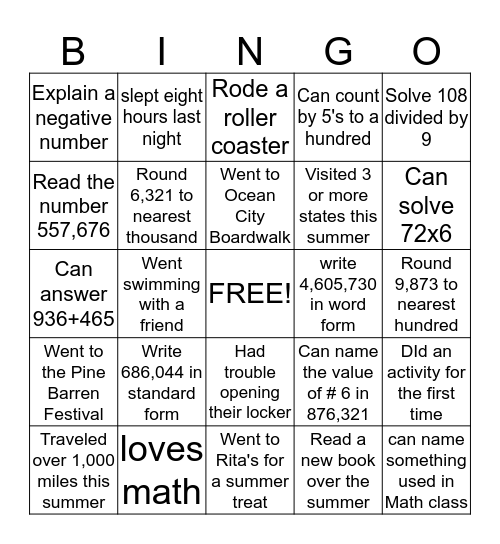 Human Bingo Card