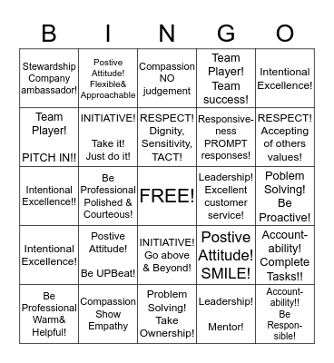 12 Characteristics of Excellent Customer Service Bingo Card