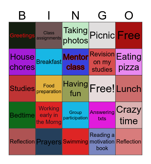 What did you do? Bingo Card