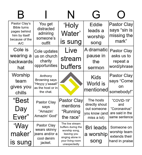 Barefoot Livestream Bingo Card