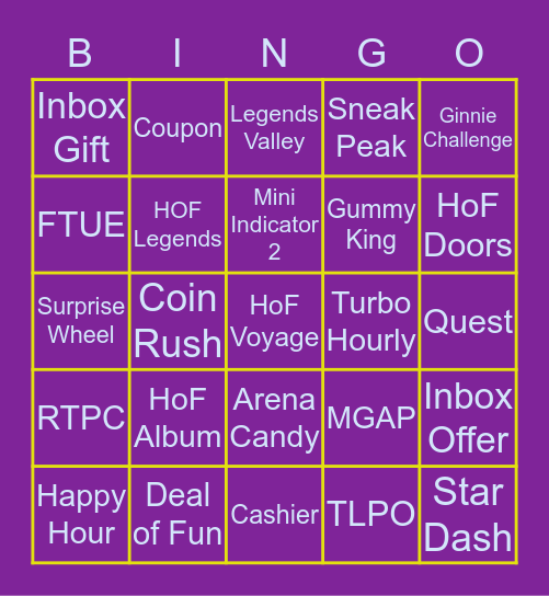 HOF Happy Hour Bingo Card