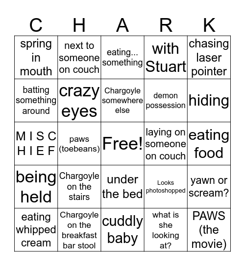 Charlotte Bingo Card