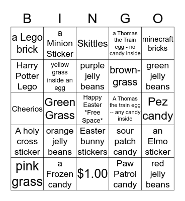 EASTER 2020 BINGO Card