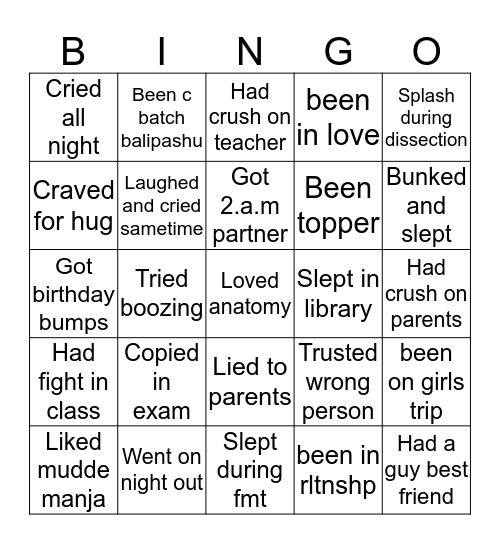 HAVE YOU EVER?? Bingo Card