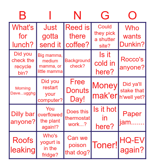 LIVIC Bingo Card
