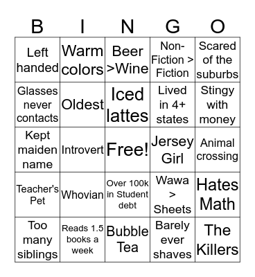 Jessi Bingo Card