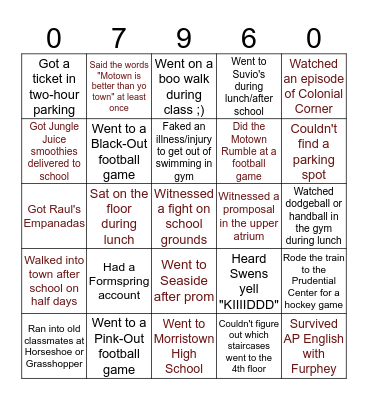 MORRISTOWN HIGH SCHOOL Bingo Card