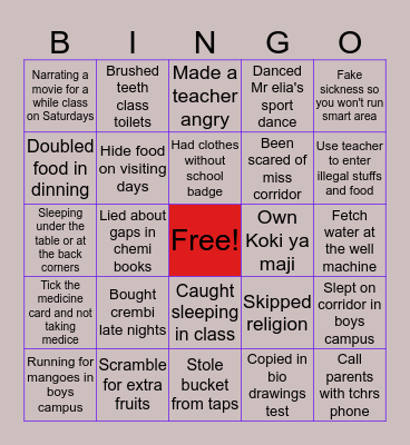 Baobab 2019 Bingo Card