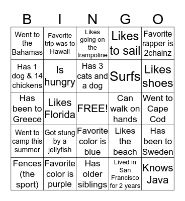 Ms. Hill's Advisor Group Bingo Card