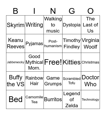 Kimberly's Bingo Card