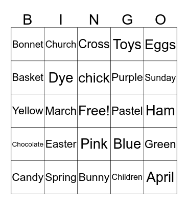 A Very Virtual Easter 2020 Bingo Card