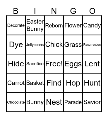 Easter Bingo Card