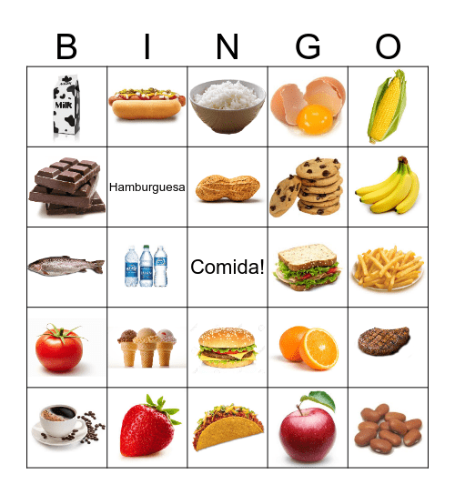 Spanish Foods- Pictures and Words Bingo Card