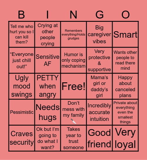 CANCERIAN ♋️ Bingo Card