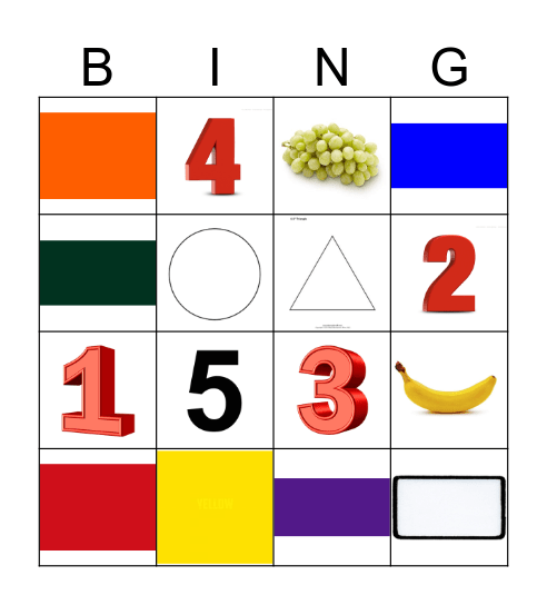 Spanish Bingo- Fruits, Shapes, Colors, Numbers Bingo Card