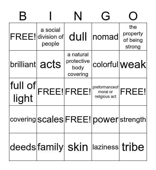 THE LEGEND OF THE INDIAN PAINTBRUSH Bingo Card