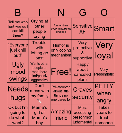 CANCERIAN ♋️ Bingo Card