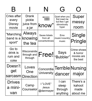 Colleen Bingo Card