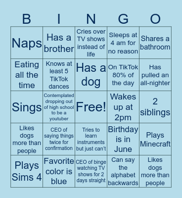 Asiana Bingo Card