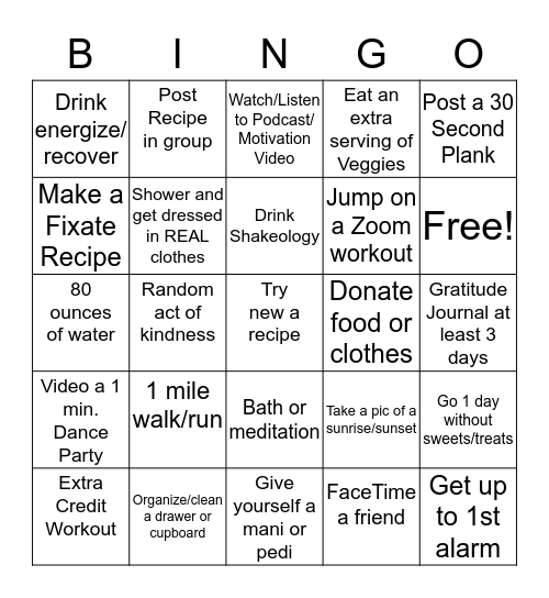 FIERCE BINGO Card