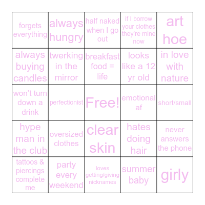 shae’s bingo Card