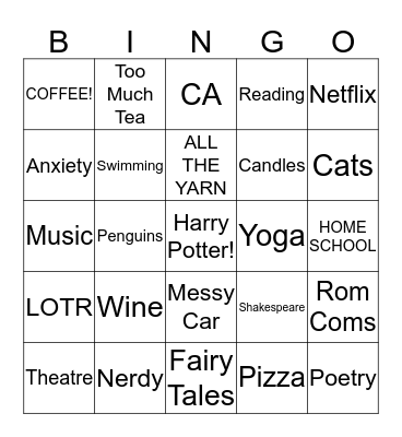 Katie’s Bingo Card
