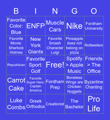 Who is most like Panayiotis Bingo Card