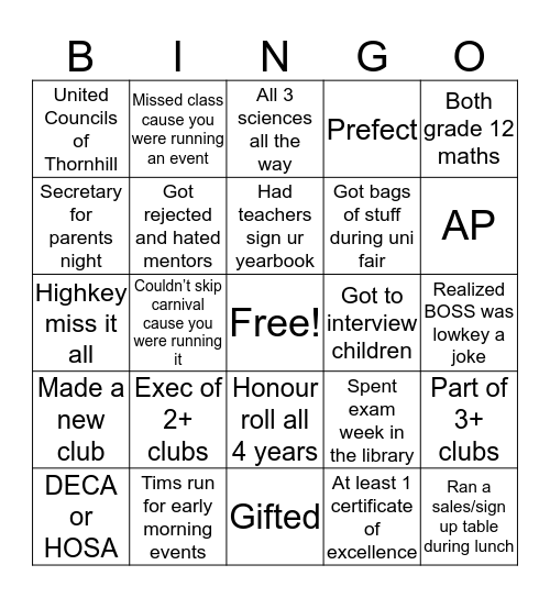 TSS Try Hard Edition Bingo Card
