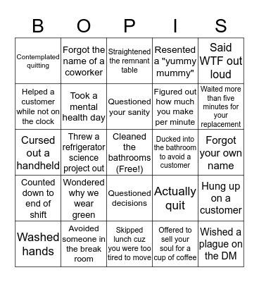 JOANN'S Corona Bingo Card